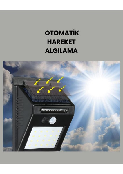 20 LED Güneş Enerjili Hareket Sensörlü Dış Mekan Duvar Lambası modelleri