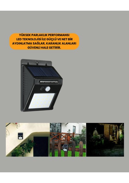 20 LED Güneş Enerjili Hareket Sensörlü Dış Mekan Duvar Lambası fırsatları