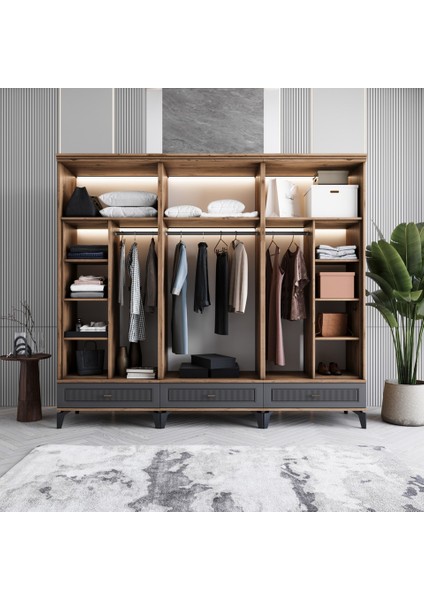 Slope 6 Kapaklı Mdf Ayaklı Tasarım Country Gardırop modelleri