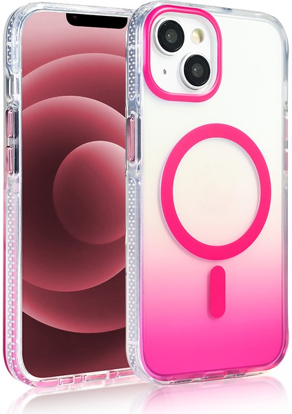 Apple iPhone 13 / 14 Uyumlu M-Safe Şarj Özellikli Transparan Renk Geçişli Kılıf modelleri