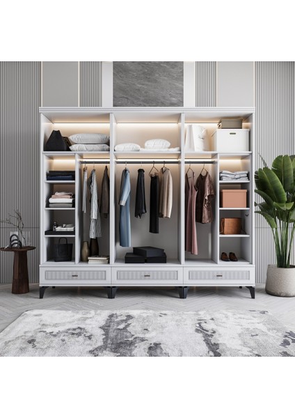 Slope 6 Kapaklı Mdf Ayaklı Tasarım Country Gardırop modelleri