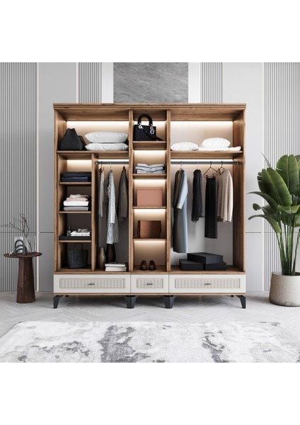 Slope 5 Kapaklı Mdf Ayaklı Tasarım Country Gardırop modelleri