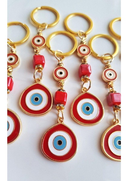 Yeni Yıl Hediyesi 10'lu Büyük Nazar Boncuklu Kırmızı Anahtarlık - Yılbaşı Hediyesi Kurumsal Hediyelik Öğretmenler Günü Hediyesi fiyatları