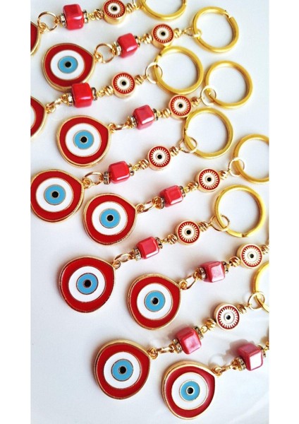 Yeni Yıl Hediyesi 10'lu Büyük Nazar Boncuklu Kırmızı Anahtarlık - Yılbaşı Hediyesi Kurumsal Hediyelik Öğretmenler Günü Hediyesi indirimleri