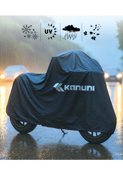 Kanuni Cross 150 Motor Branda Siyah Su Geçirmez Logolu Motosiklet Brandası