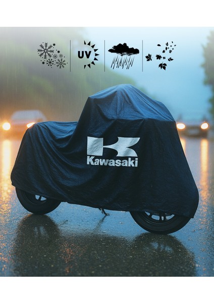 Kawasaki Kdx 200 Motor Branda Siyah Su Geçirmez Logolu Motosiklet Brandası