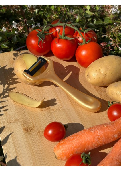 Pırıltılı Sarı/gold Sapan Soyacak – Paslanmaz Alman Çeliği, Ergonomik Sap, Yüksek Keskinlik