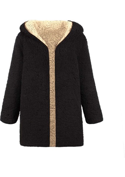 Peluş Çift Taraflı Kışlık Kadın Tüylü Ceket