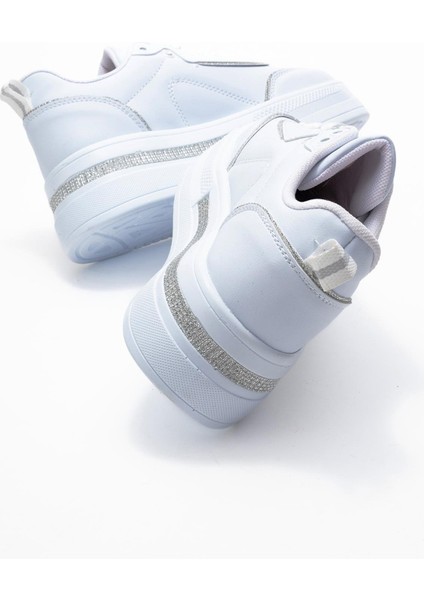 Kadın Taşlı Spor Ayakkabı Beyaz Beyaz fırsatları