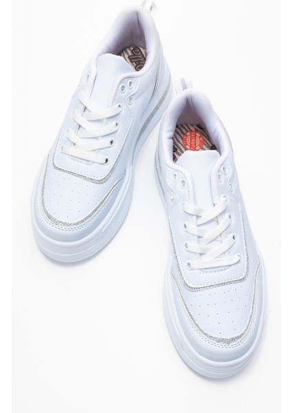 Kadın Taşlı Spor Ayakkabı Beyaz Beyaz indirimleri