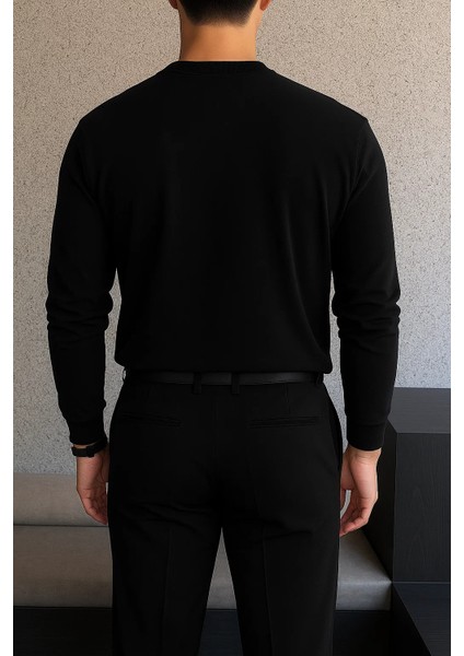 Erkek Bisiklet Yaka Salaş Pamuklu Siyah Sweatshirt fiyatları