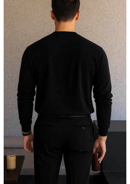 Erkek Bisiklet Yaka Salaş Pamuklu Siyah Sweatshirt indirimleri