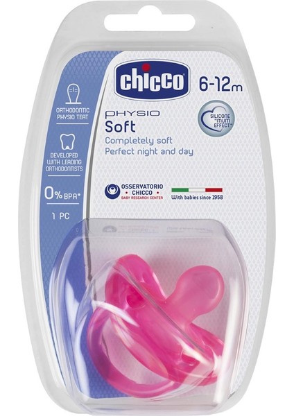 Chicco Physio Soft Silikon Emzik 12 Ay Pembe