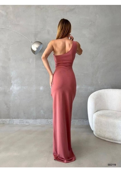 Fırfır Detaylı Yırtmaçlı Uzun Abiye Elbise 582119 Gulkurusu fiyatları