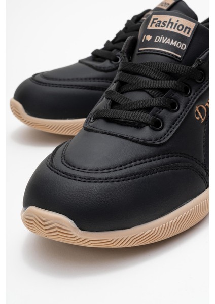 Bağcıklı Kadın Spor Ayakkabı; Siyah Vizon modelleri