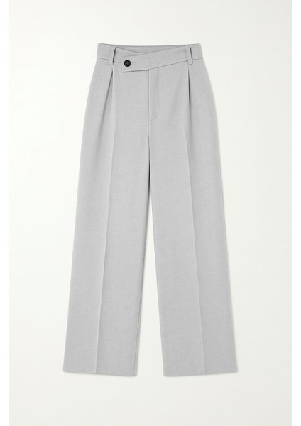 4759 Kadın Çapraz Bel Dökümlü Bol Paça Palazzo Pantolon Gri