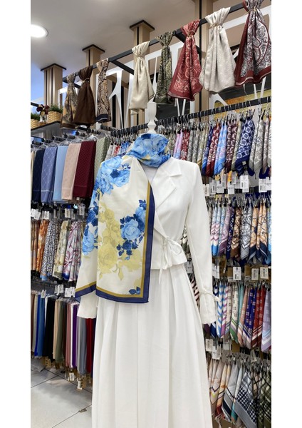 Çiçek Bahçesi Şal Lacivert