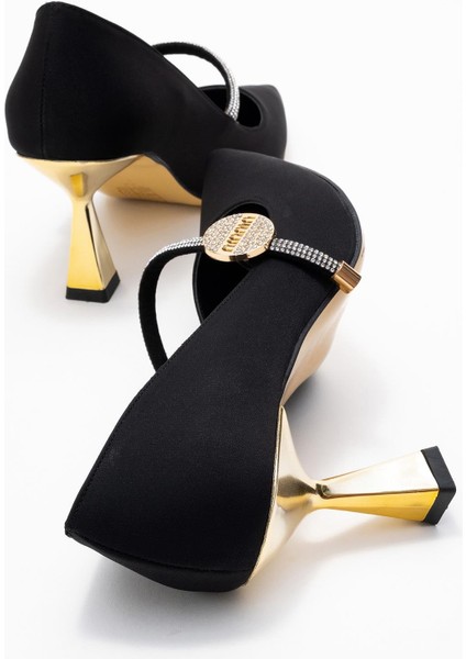 Kadıntaşlı Biyeli Stiletto Ayakkabı; Siyah Zra fırsatları