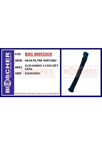 Hava Filtre Hortumu Clio-Kango 1.5 Dcı Çift Kafa