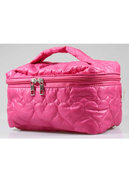 Pembe Kalpli Kapitone Makyaj Çantası