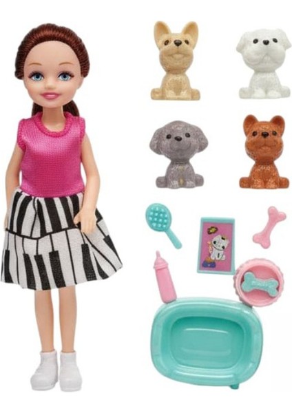 Pet Shop - Bebekli Köpek Bakım Seti - 7722-3 - Esmer (Bamido)