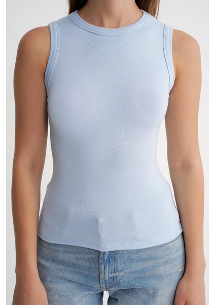 2012 Kadın Slim Fit Basic Atlet Bebe Mavi indirimleri