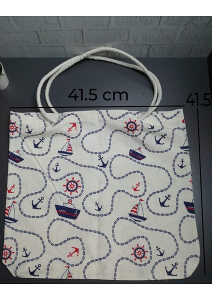 Yazlık Plaj Piknik Deniz Alışveriş Omuz Çantası Renkli Desen Çanta Lacivert fiyatları