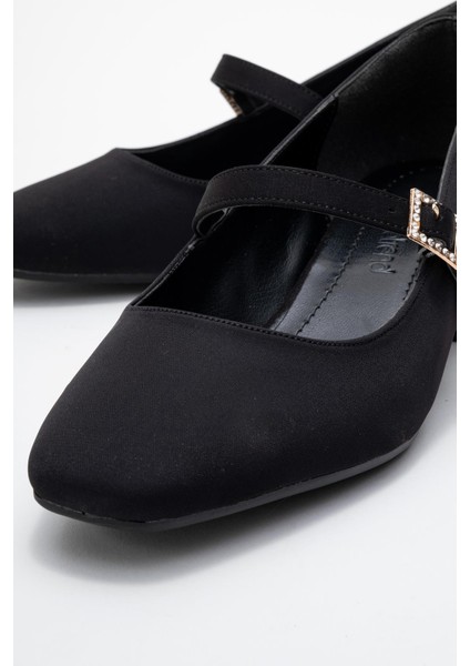 Kadın Taşlı Tokalı Biyeli Topuklu Ayakkabı; Siyah Zra modelleri