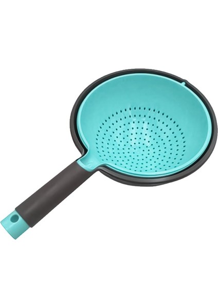 Ayaklı Çift Hazneli Döner Makarna Sebze Yıkama Süzgeci Turkuaz