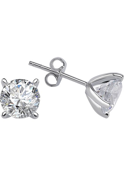 Beyaz Topaz Taşlı Modern Tektaş Küpe 0402E0032