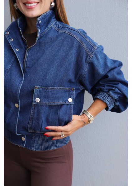 Mavi Ön Cep Detay Jean Ceket fiyatları