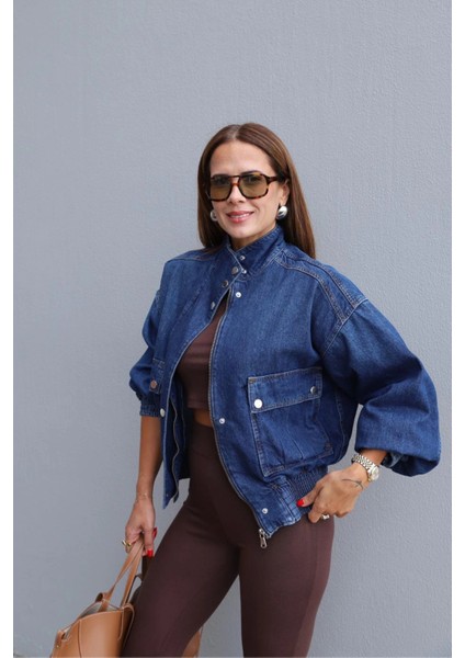 Mavi Ön Cep Detay Jean Ceket fırsatları