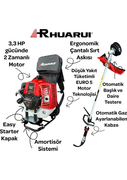 Rhuarui HR630A Sırt Tipi Motorlu Tırpan