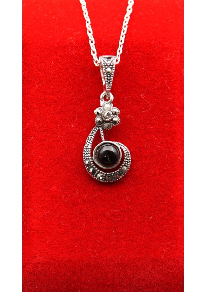 925 Ayar Kadın Oltu Taşı Kadın Kolye SK000106