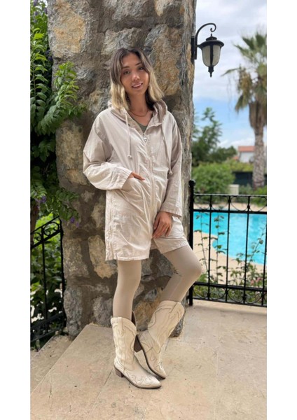 LS13723 Italyan Kapüşonlu Yağmurluk Bej modelleri