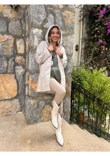 LS13723 Italyan Kapüşonlu Yağmurluk Bej