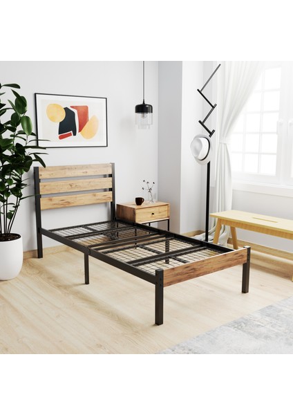 Arowana Tek Kişilik Karyola Ferforfe Metal Ahşap fiyatları