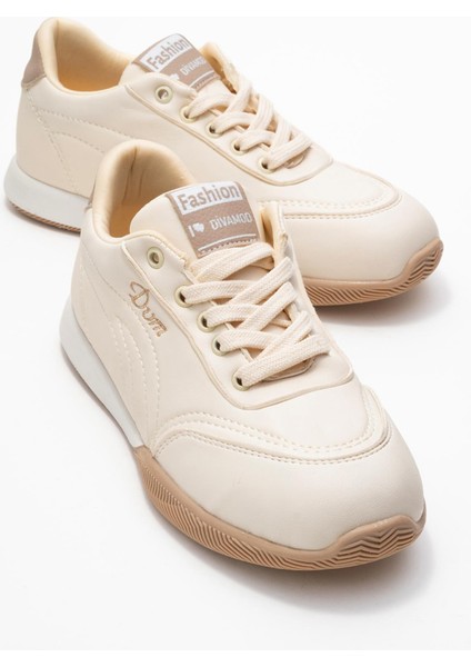 Bağcıklı Kadın Spor Ayakkabı; Bej Vizon