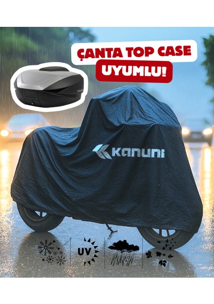 Kanuni Fox Motor Branda Siyah Su Geçirmez Topcase Çanta Uyumlu Logolu Motosiklet Brandası