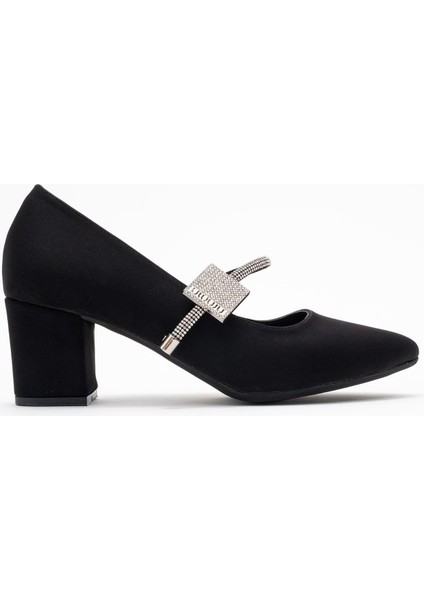 Kadın Taşlı Tokalı Biyeli Topuklu Ayakkabı; Siyah Zra fiyatları