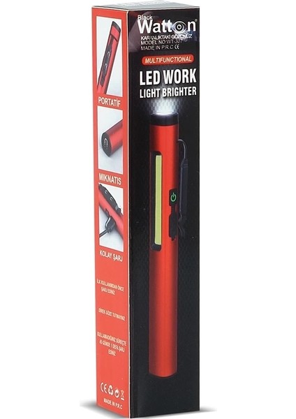 Buğz Şarjlı Mıknatıslı Çalışma Lambası Cep Feneri WT-307-S modelleri