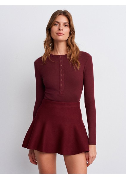 32024 Çıtçıtlı Modal Karışımlı Top-Bordo modelleri