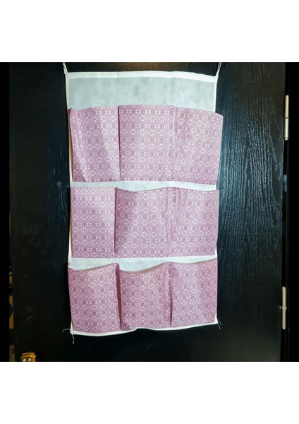 Kapı Arkası Cepli Organizer Sepet Düzenleyici 9 Bölmeli Pembe