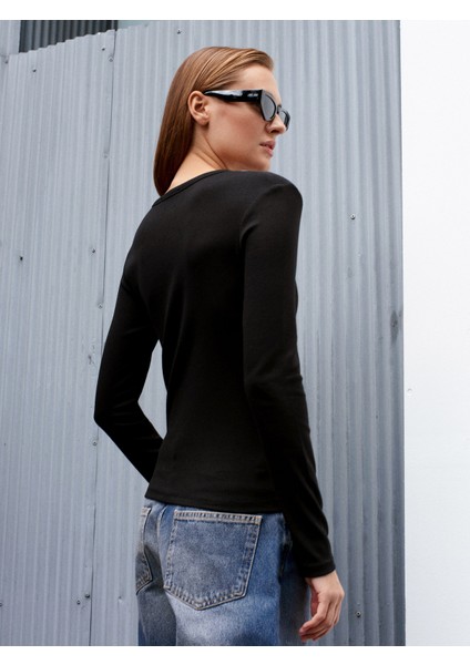 32024 Çıtçıtlı Modal Karışımlı Top-Siyah fiyatları