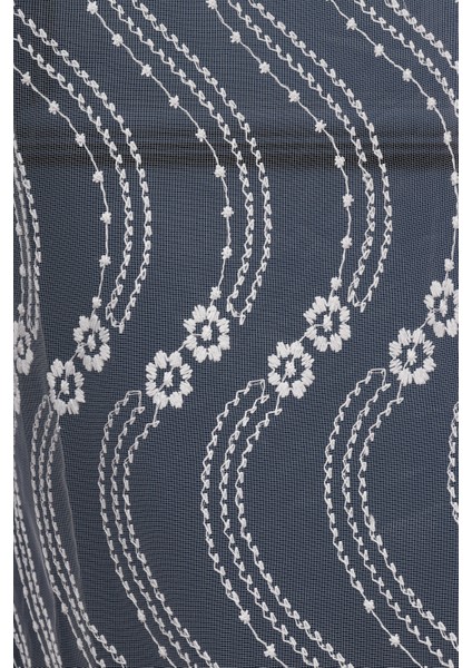 Es Desen Brode Nakış Işlemeli Tül Perde (1/3 Sık Pile)