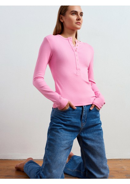 32024 Çıtçıtlı Modal Karışımlı Top-Pembe modelleri