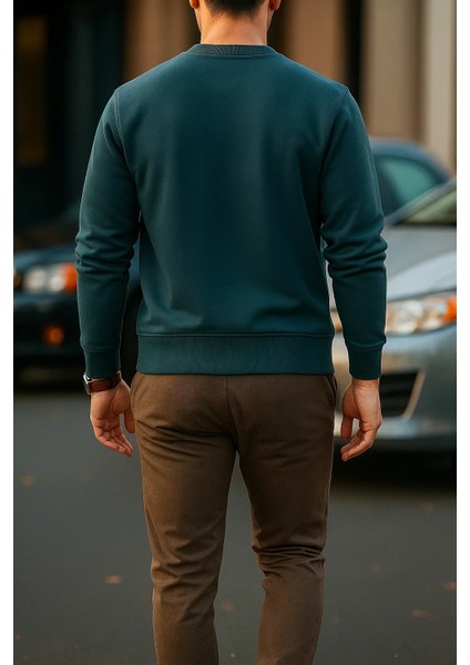Erkek Uzun Kollu Kışlık Comfort Mavi Bol Sweatshirt fiyatları