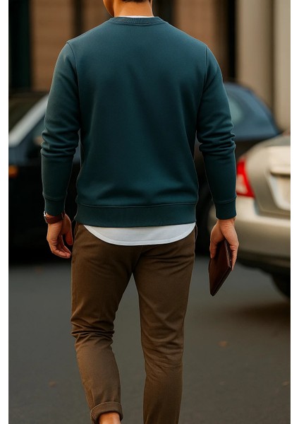 Erkek Uzun Kollu Kışlık Comfort Mavi Bol Sweatshirt indirimleri