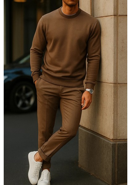 Erkek Uzun Kollu Kışlık Comfort Kahve Bol Sweatshirt modelleri