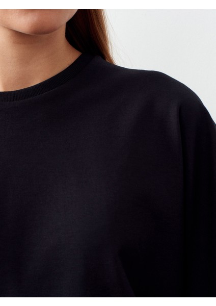 32210 %100 Pamuk Yarasa Kol T-Shirt-Siyah fırsatları